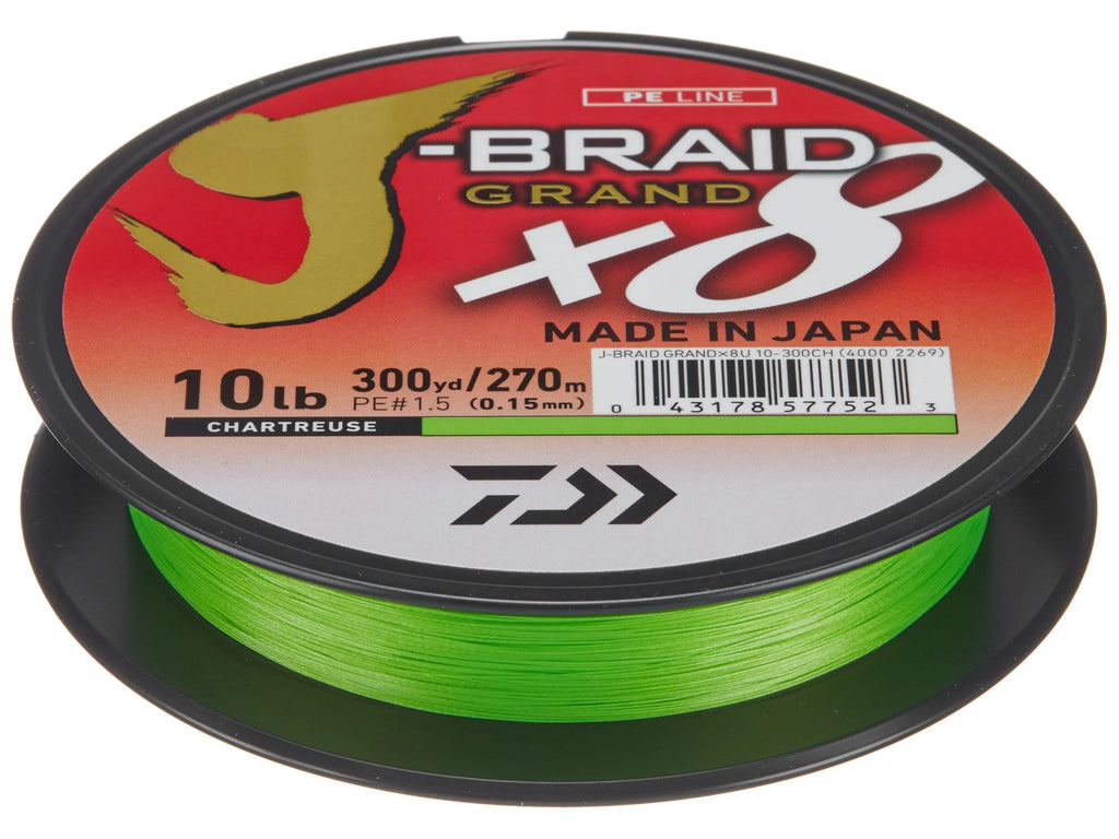 Daiwa J-Braid x8 Grand Braided Line - Chartreuse - 50lb - 150yd
