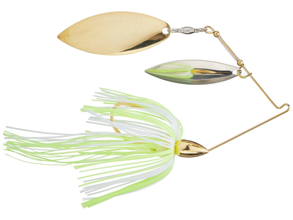 War Eagle Double Willow Spinnerbait Gold Frame Hot White Chartreuse - DBL Wil Sil Gld