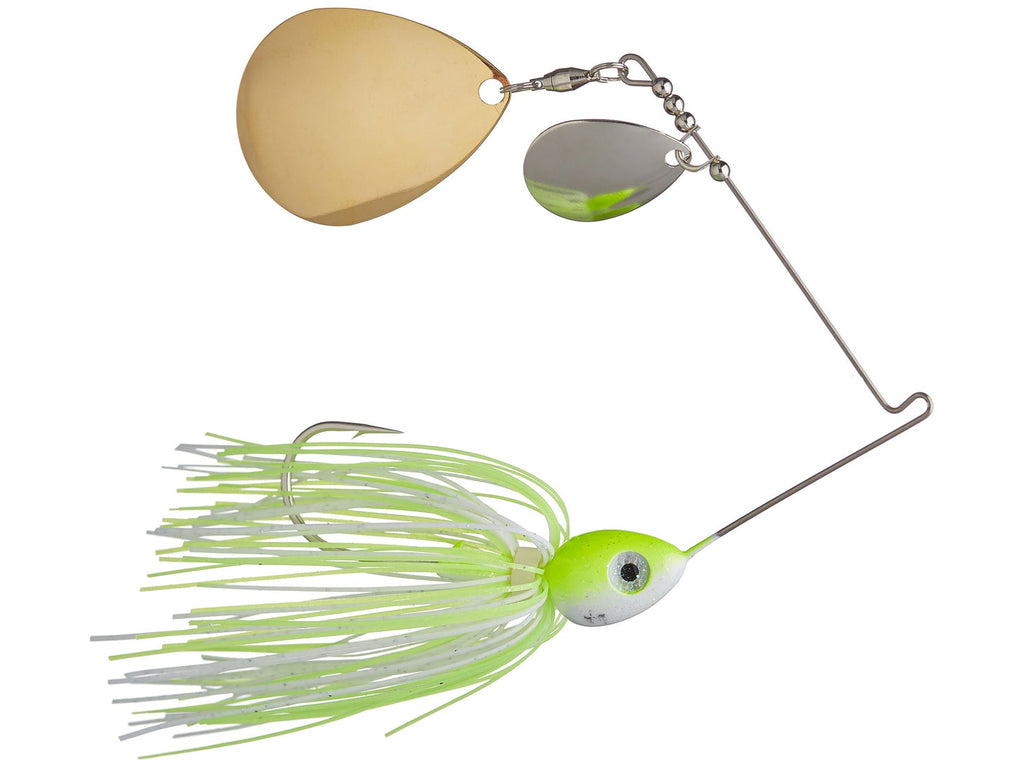 Santone Lures Pretender Double Colorado Spinnerbait Chartreuse White - DBL Colorado Nkl Gld