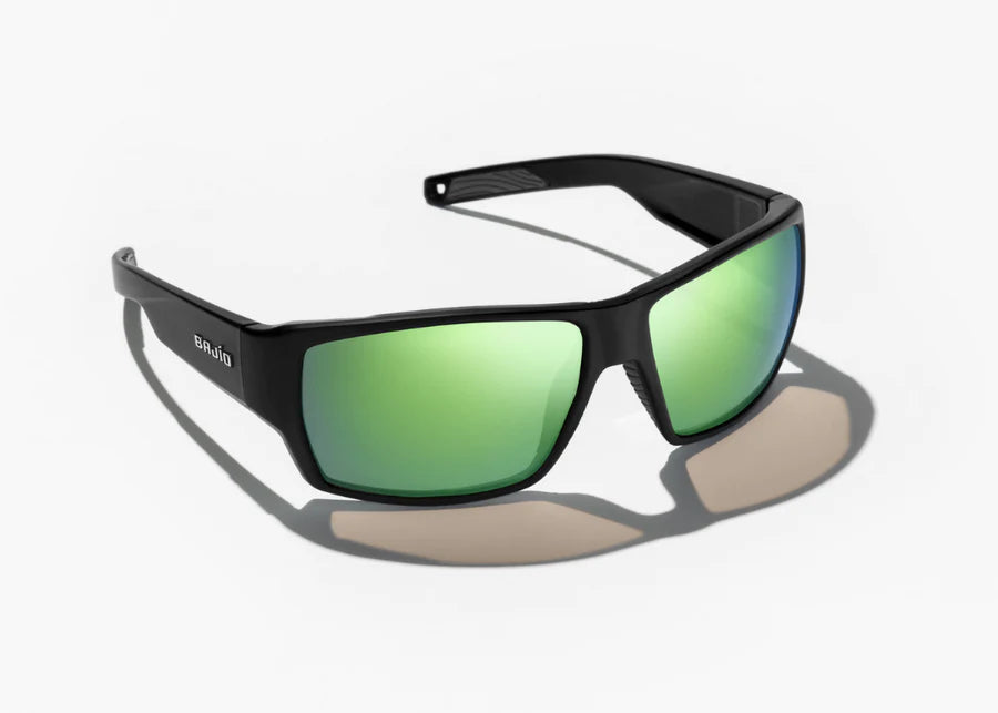 Bajio Vega Sunglasses Black Matte/Green Mirror Glass