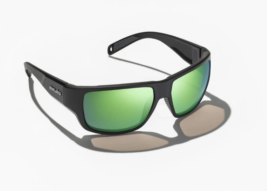 Bajio Piedra Sunglasses Black Matte Green Mirror Glass