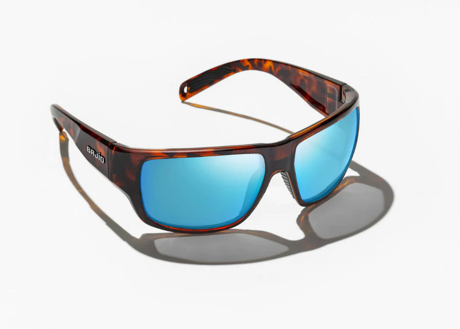 Bajio Piedra Sunglasses Brown Tortoise Matte Blue Mirror Poly
