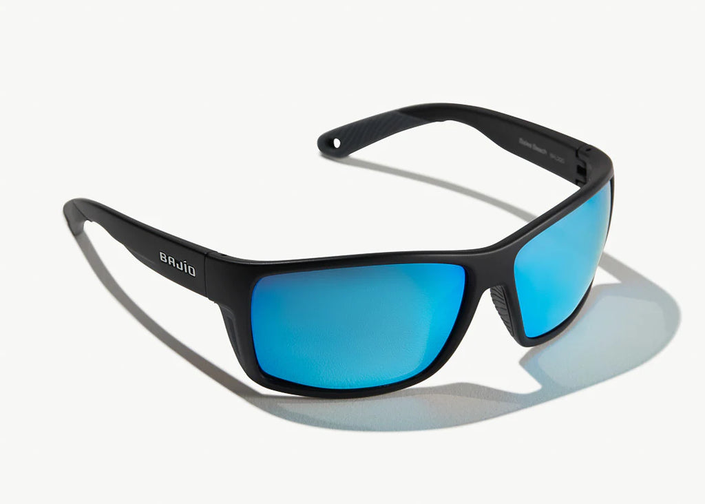 Bajio Bales Beach Sunglasses Black Matte/Blue Mirror Glass