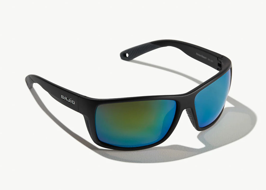 Bajio Bales Beach Sunglasses Matte Black/Green Mirror Glass