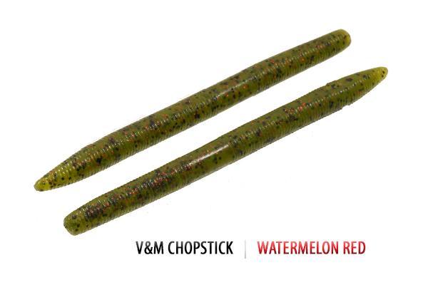 V&M Chopstick Worm 10pk Watermelon Red