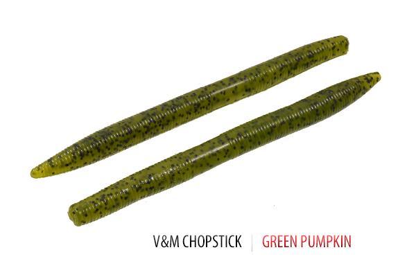 V&M Chopstick Worm 10pk Green Pumpkin **