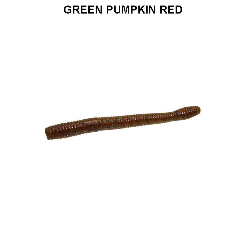 Zoom Mag Finesse Worm 10pk Green Pumpkin Red