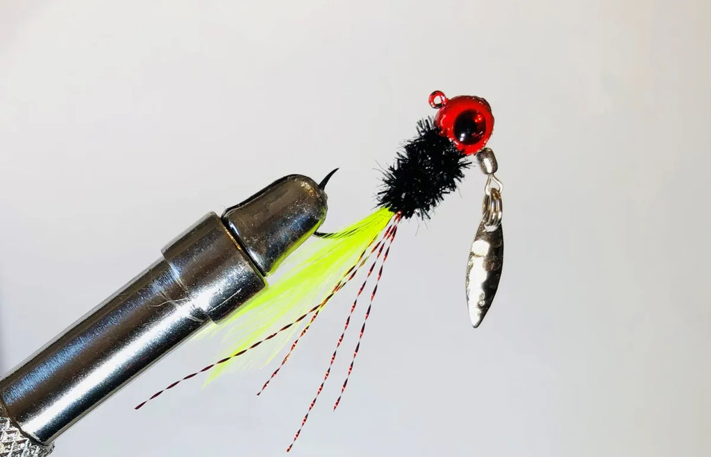 Born to Tie Bladed Jigs Red Hot Feather 1 8 oz