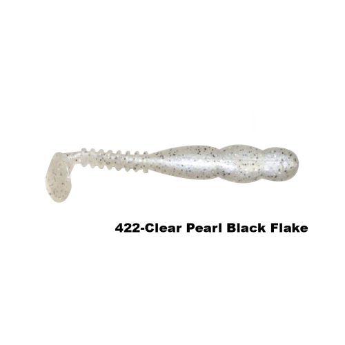 Reins 4″ Fat Rockvibe Shad Clear Pearl Black Flake