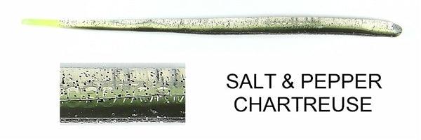 Roboworm Straight Tail 6" Salt & Pepper Chartreuse
