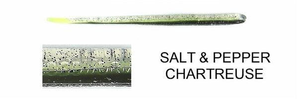 Roboworm Straight Tail 4.5" Salt & Pepper Chartreuse