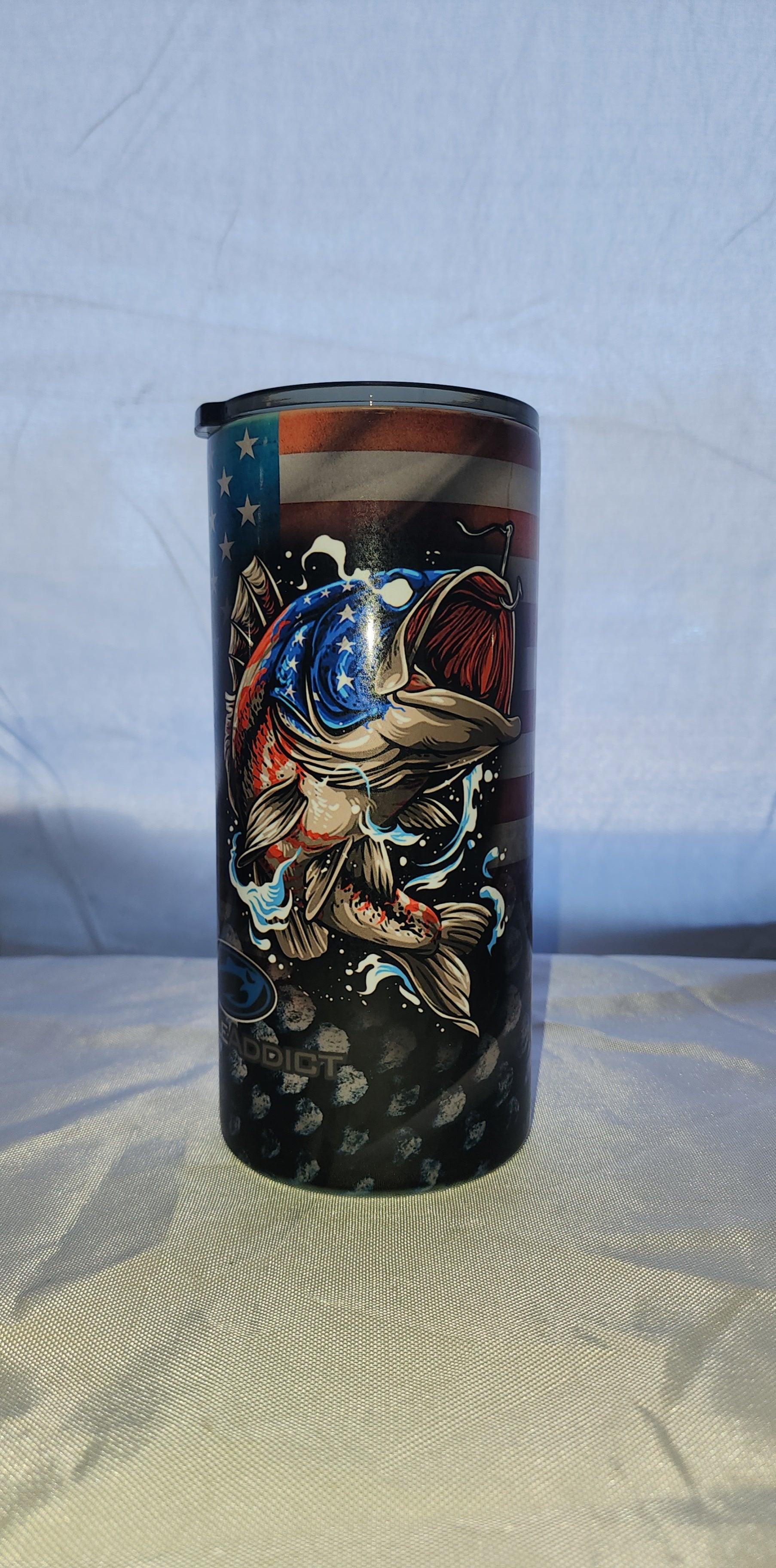 Tackle Addict Fatty Tumbler 22oz USA Bass over Flag