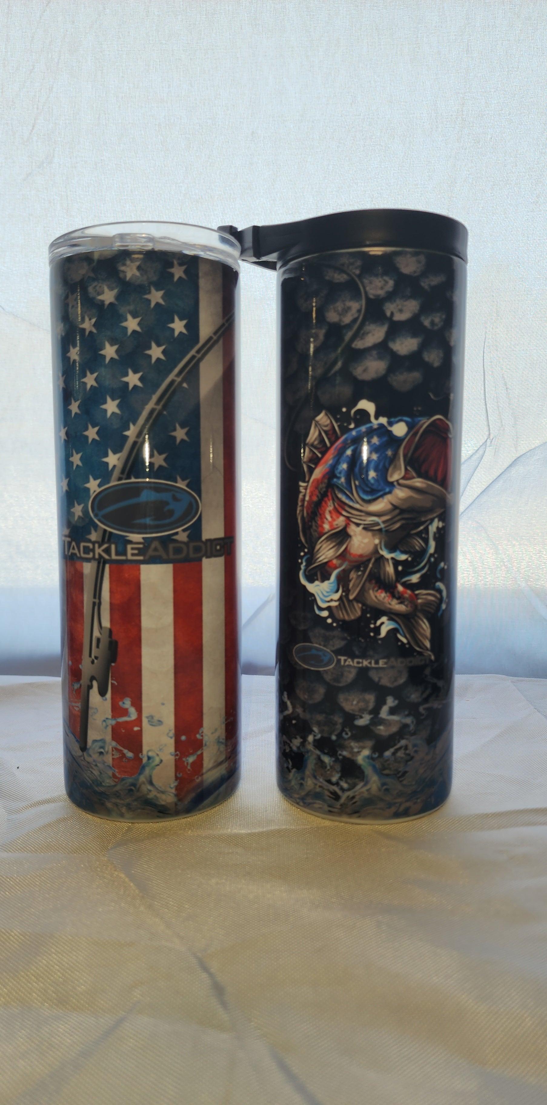 Tackle Addict Skinny Tumbler 20oz USA Bass w Black Scales