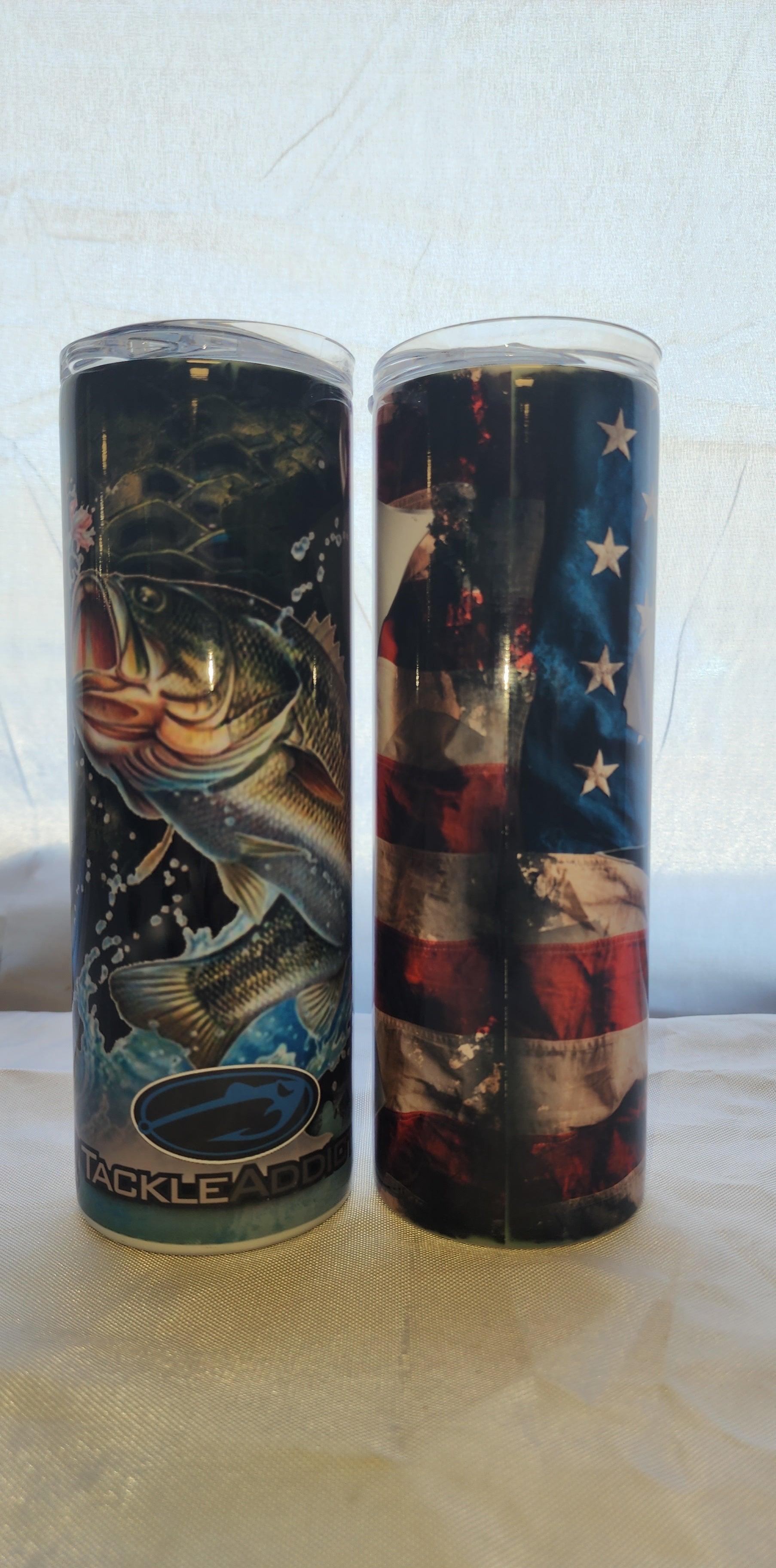 Tackle Addict Skinny Tumbler 20oz Bass Tackle Addict w Flag