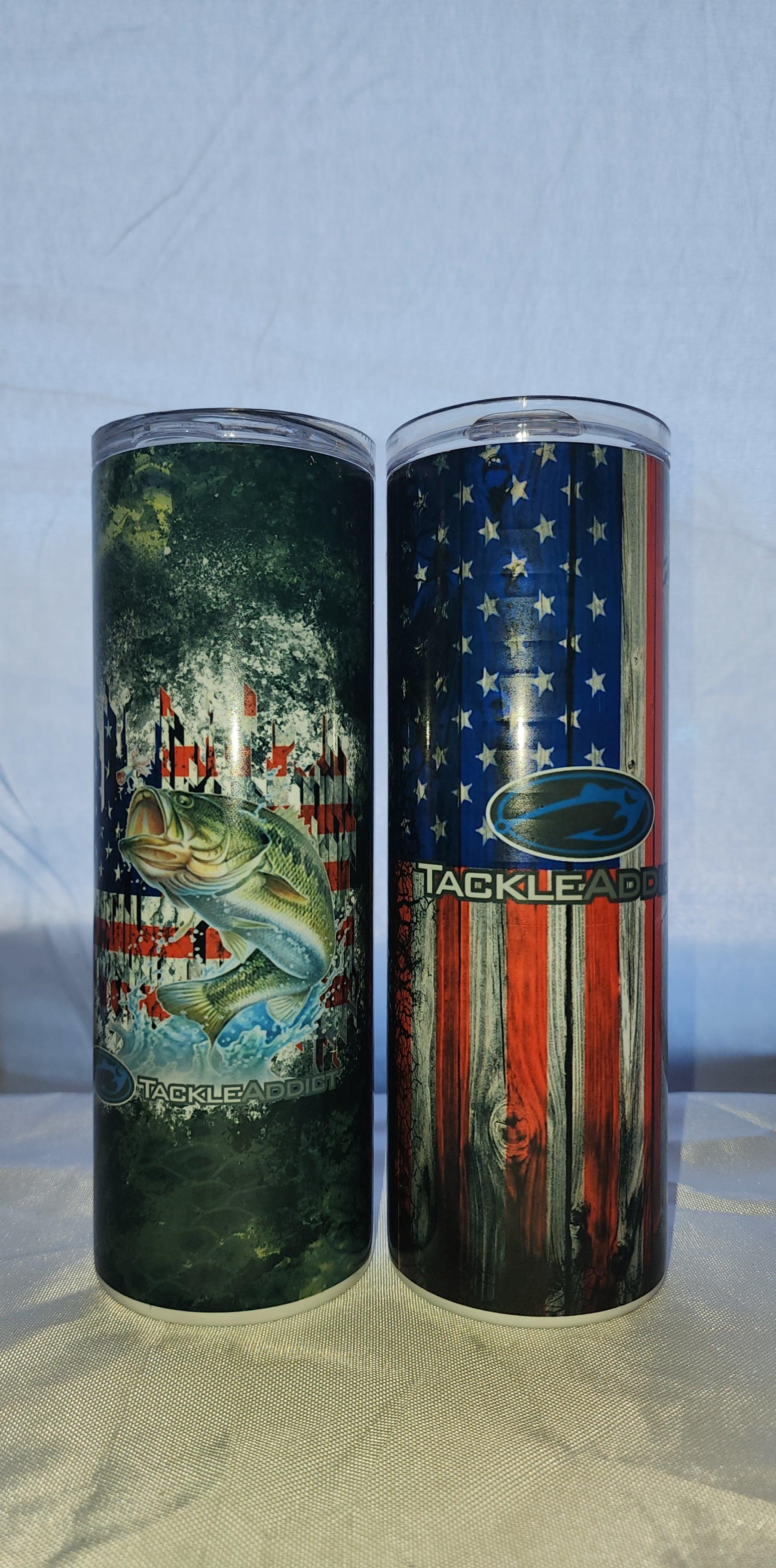 Tackle Addict Skinny Tumbler 20oz Bass w Flag
