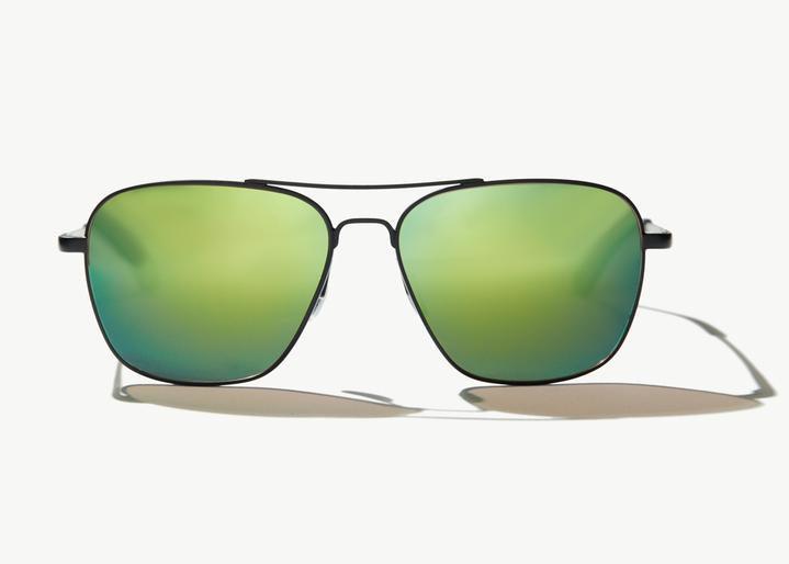 Bajio Snipes Sunglasses Black Matte Green Mirror Poly Lens