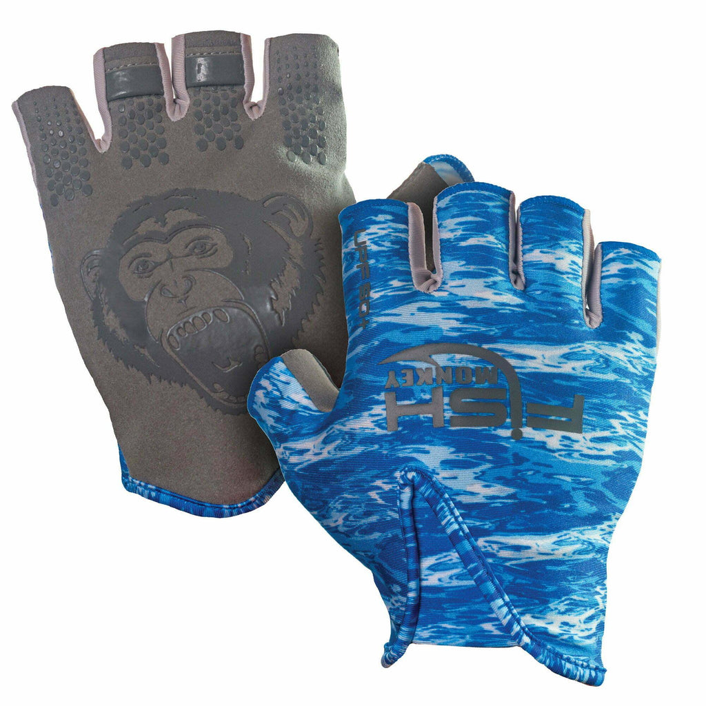 Fish Monkey Guide Glove Stubby Blue Water Camo XL