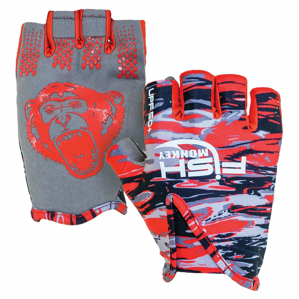 Fish Monkey Stubby Guide Gloves Voodoo Swamp Red