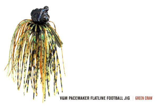 V&M Pacemaker Flatline Football Jig Green Craw (D) 3 4oz