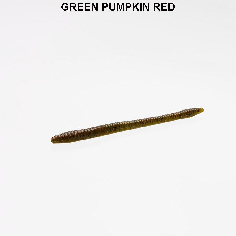 Zoom Finesse Worm 20pk Green Pumpkin Red **