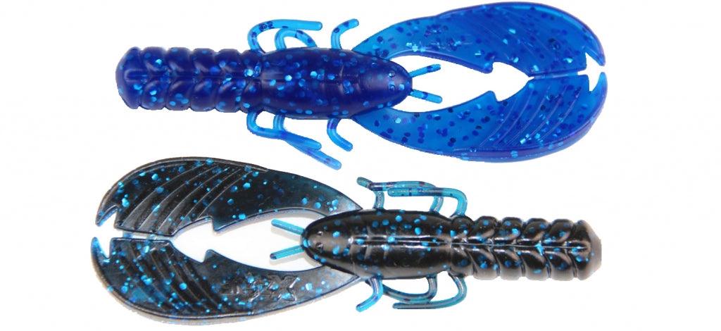 X Zone Lures Pro Series 3.25" Muscle Back Finesse Craw Black Blue Lam