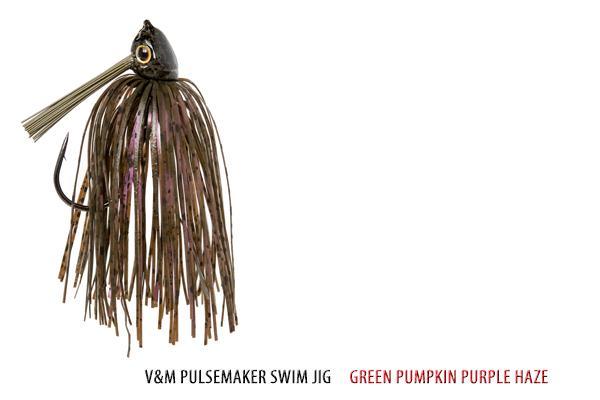 V&M Pacemaker Pulse Swim Jig Green Pumpkin Purple Haze