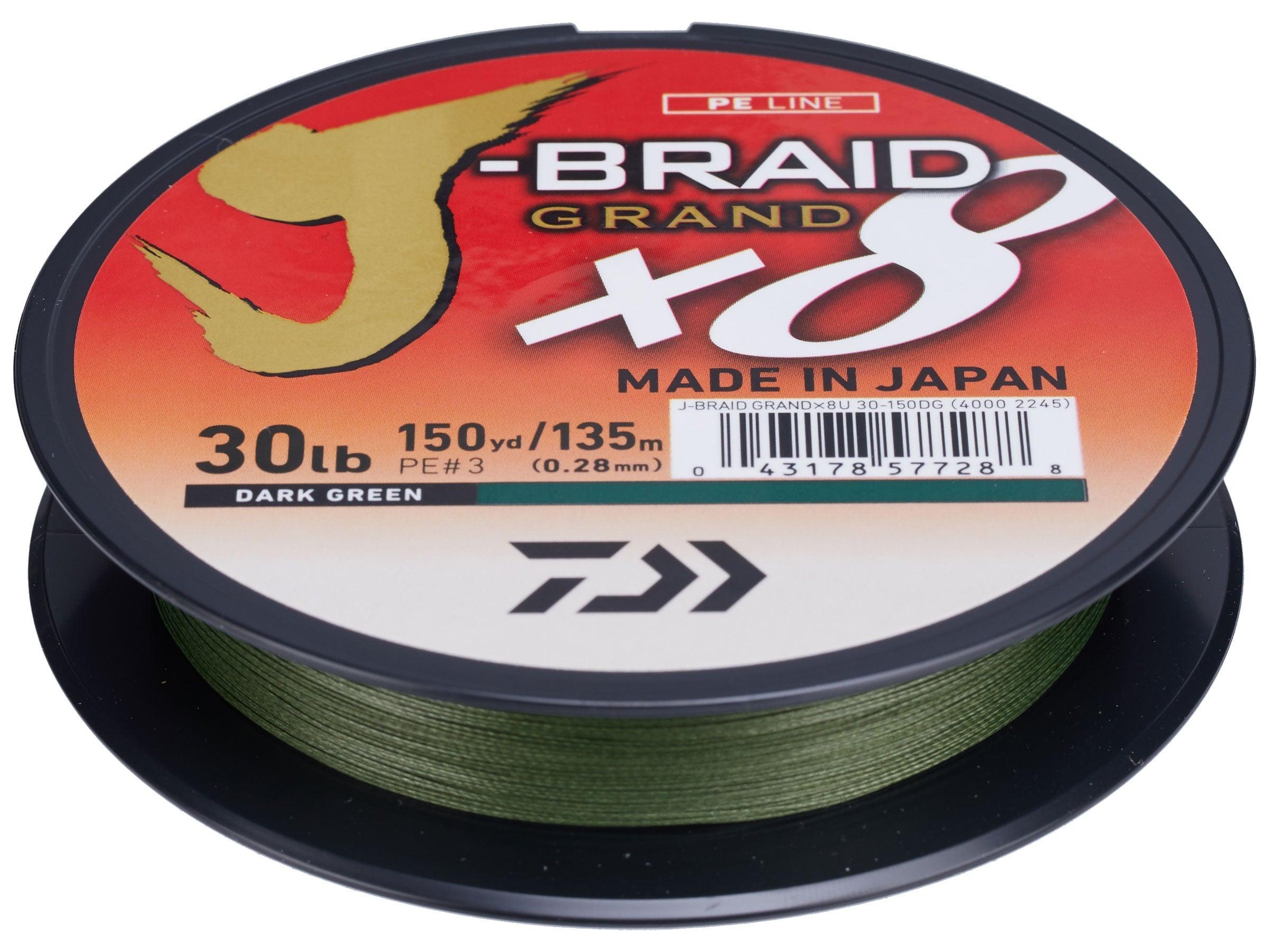 Daiwa 6 lb J-Braid X8 Grand Braided Line Chartreuse, 150 yards